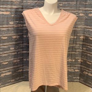 Lane Bryant pink striped V- neck tank top.
